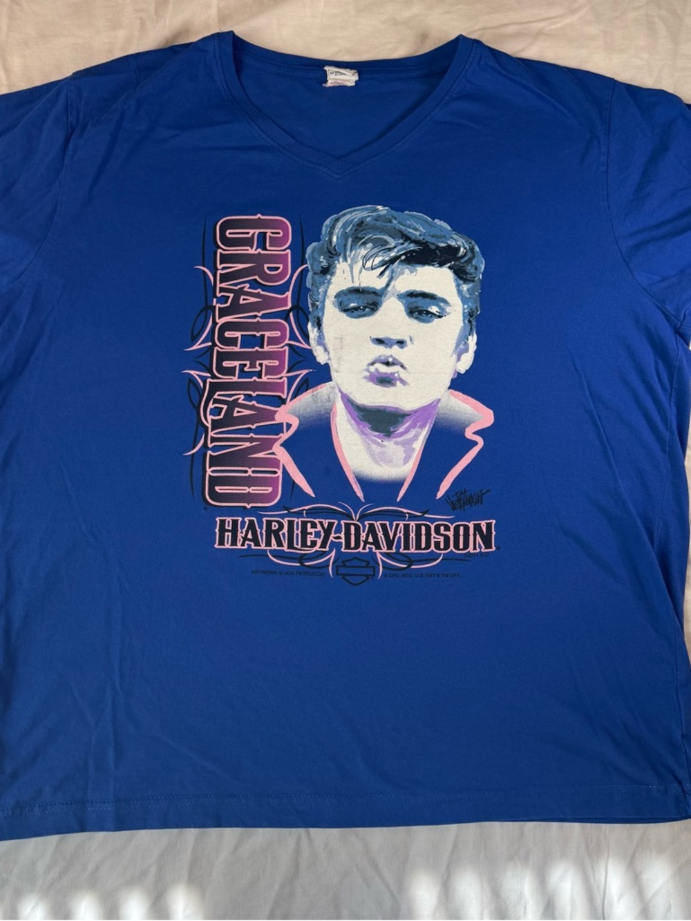 Harley-Davidson Blue Graceland Elvis Graphic V-Neck Tee 2014